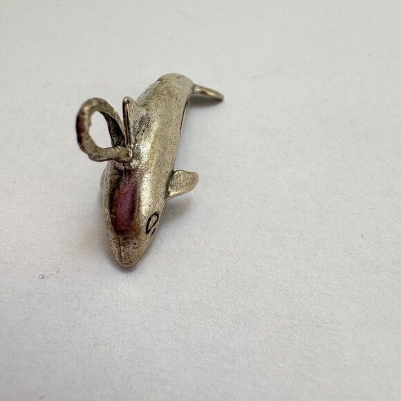 VTG Sterling Silver 925 Three Dimensional Dolphin Pendant Size 26mm Length - Picture 6 of 11